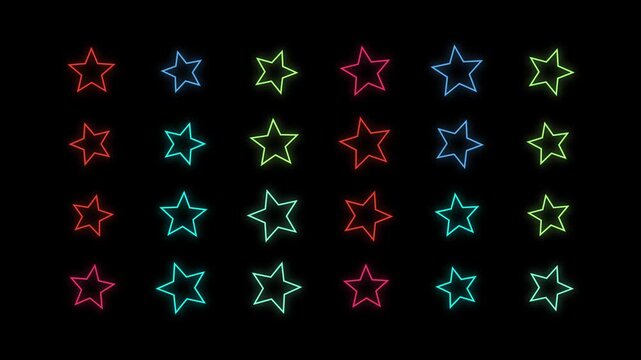 Colorful Outline Star Pattern Motion Background