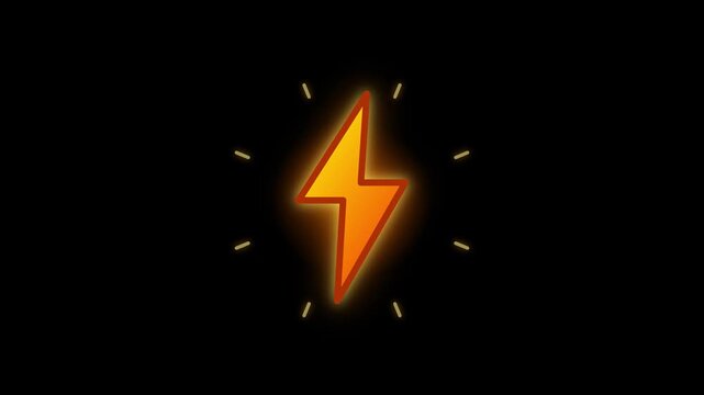 Glowing orange lightning bolts and drop symbols on black background