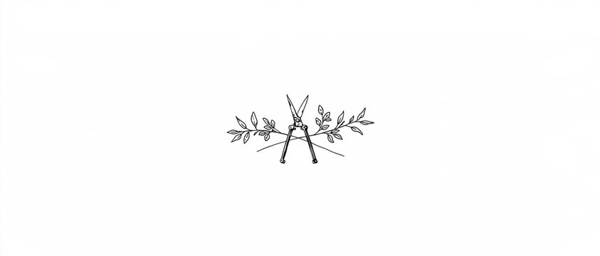 Abstract floral art composition with fine botanical line sketches