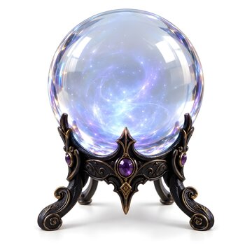 Mystical crystal ball on decorative base