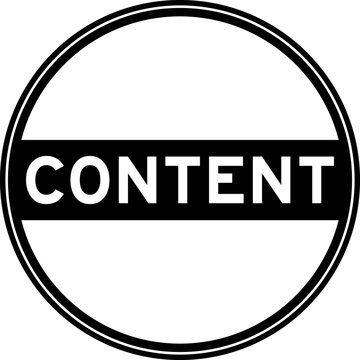 Black color round seal sticker in word content on white background
