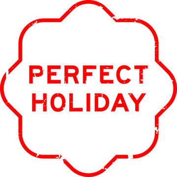 Grunge red perfrect holiday word square seal stamp on white background