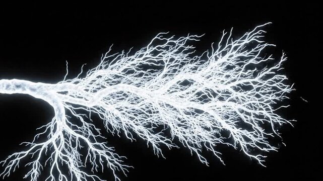 Animation shows growing roots on a black background over a period of time