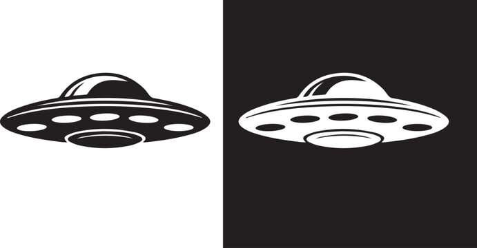 UFO abducting cannabis plant icon representing alien concept, marijuana culture and surreal theme in minimal outline style