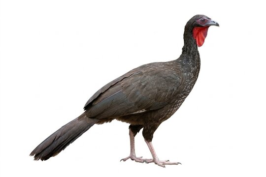 White-winged guan (Penelope albipennis) isolated on white background