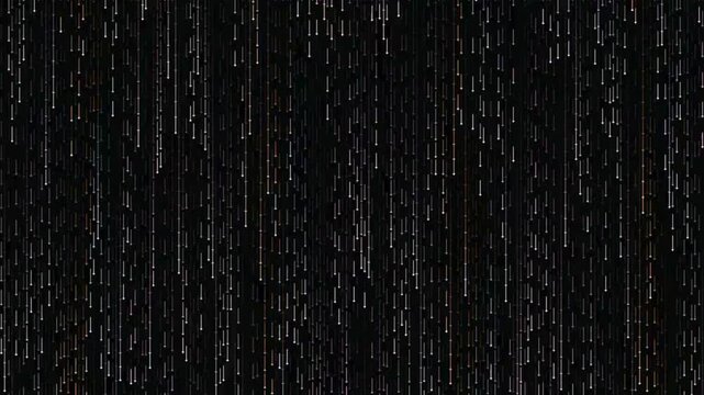 Night Rain Falling in Dark Sky Studded with Rainlets