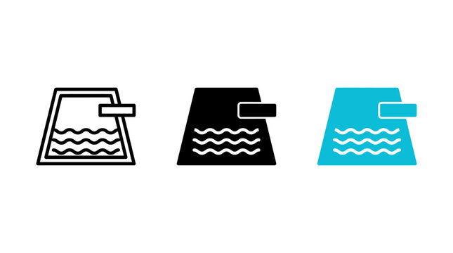 Swimming pool icon design set with diving board and water wave graphics