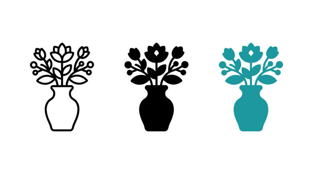 Table centerpiece flower vase icon design set vector graphic illustration
