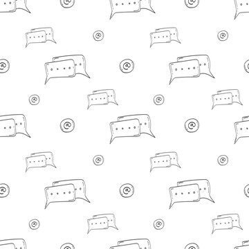 Hand drawn media seamless pattern. Multimedia pattern background in doodle style
