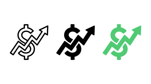 Variable Costs and Financial Growth Icon Set with Dollar Sign and Trend
