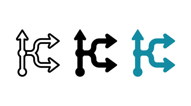 Version control branch icons vector design set with arrows and connection