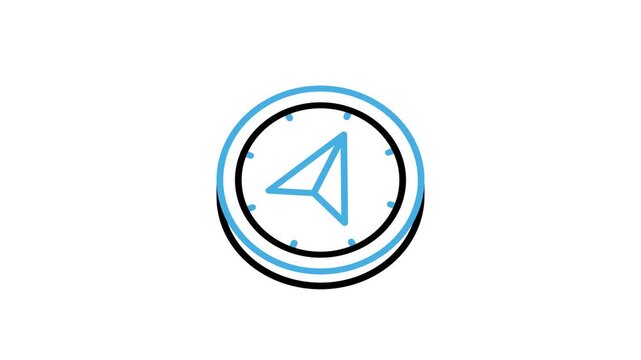 Navigation compass icon animation. Travel arrow animated video for location, road direction, map, guide, route, street, destination, place, adventure. Motion graphics with alpha channel
