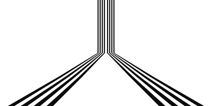 Symmetrical dual converging highway roads in 3D perspective vector
