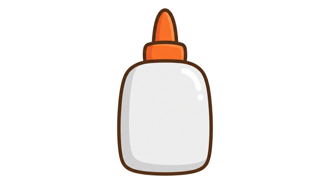 White liquid glue bottle cartoon vector illustration, school craft stationery clip art on transparent background