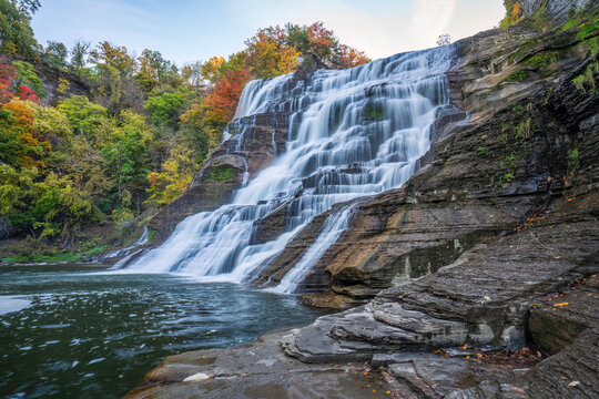 Ithaca falls in autumn - New York	