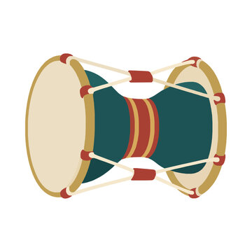 Traditional Korean janggu drum flat isolated vector illustration