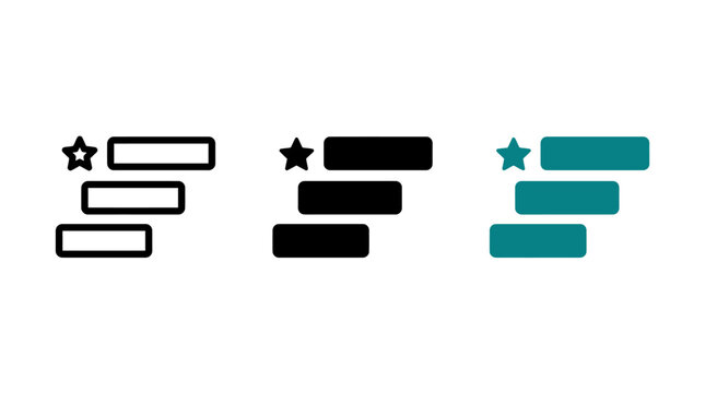Business priorities icon vector design set with star symbol and bars