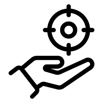 Hand Holding Target Goal Strategy Line Icon