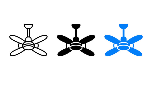 Ceiling Fan Icon Design Set Vector Illustration Isolated On White Background