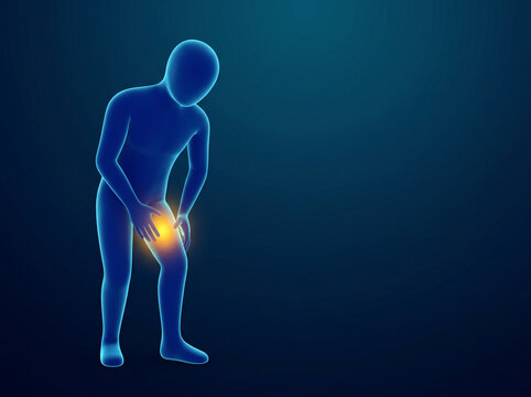 3D illustration of a person experiencing severe thigh muscle pain