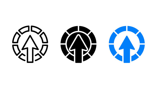 Click through rate vector icon set with arrow symbols in circular shapes