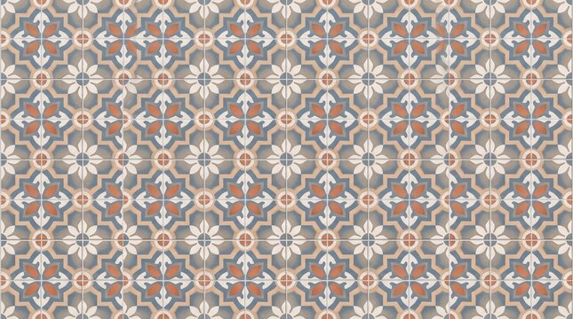 Decorative Hydraulic Cement Tile Geometric Floor Pattern mockup