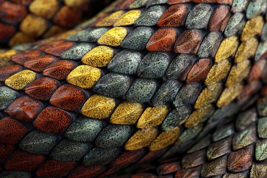 close-up of snake scales with vivid texture and detail