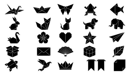 Fototapeta premium Origami Shapes Collection, Including Animals, Objects, and Symbols
