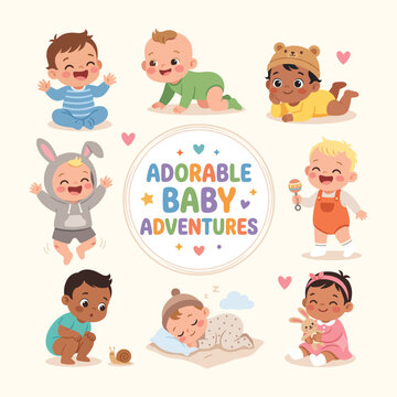 Adorable Diverse Baby Characters And Toddlers Playtime Collection