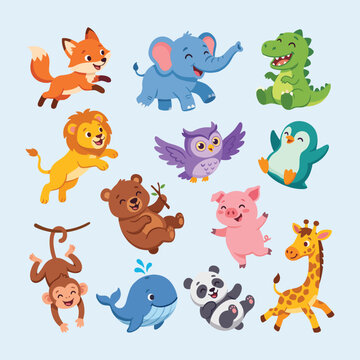Cute Little Wild And Domestic Baby Animals Mascot Collection