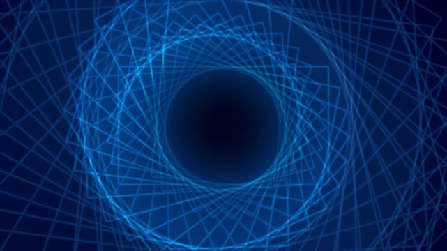 Blue vortex spiral geometric float in space 