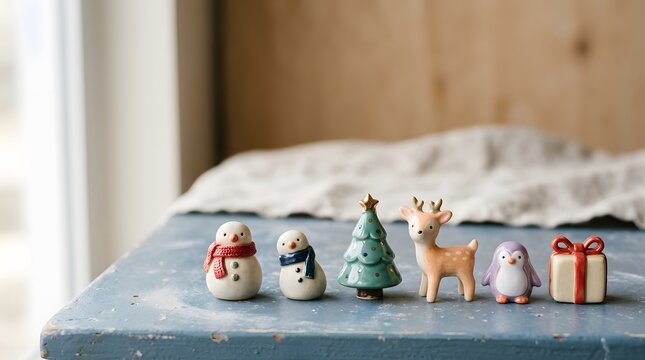 Cute gingerbread house decoration on a festive surface beautifully presented