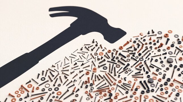 Hammer and Hardware Fasteners Abstract Background