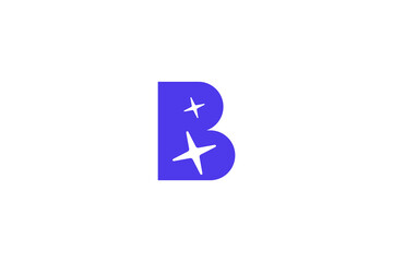 Blue letter B sparkling stars logo mark © Aalieff