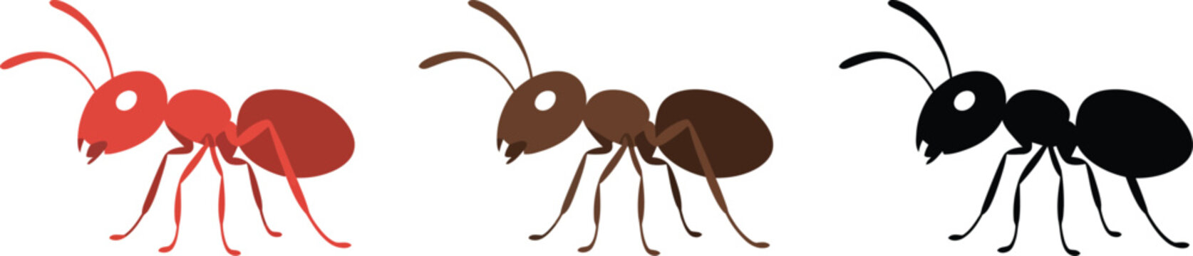 Ant logo vector, black and red ant silhouette isolated on white background for insect branding, nature graphics, and animal symbols