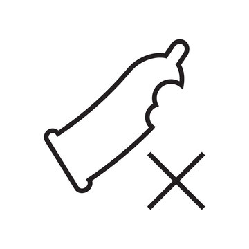 Damaged condom safe sex warning icon