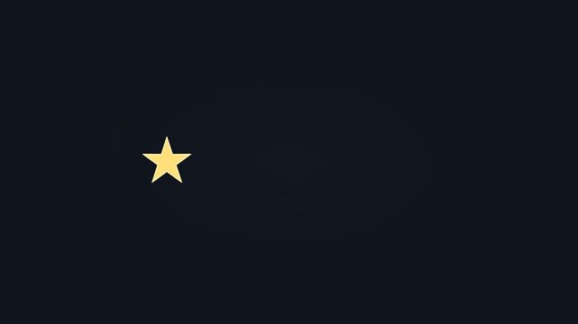A premium minimalist motion graphic showing a full five-star rating progressively losing stars from right to left, ending with a single active star. The stars visibly fall, turn gray, and fade out, sy