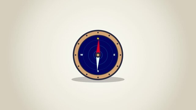 Minimalist High-Tech Quantum Gyro Compass Illustration for Modern Navigation and Orientation Concepts, Featuring a Stylized Magnetic Needle Pointing North on a Clean Neutral Background