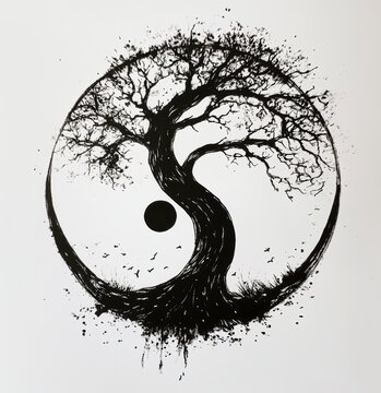 Yin Yang Tree of Life Abstract Nature Balance Spiritual Symbol Artwork

