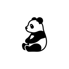 Sitting panda bear silhouette icon depicted in black color for wildlife conservation projects and modern animal graphic design elements for educational materials. © Waseem