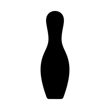Single bowling pin silhouette isolated on white background classic sports equipment shape graphic element for recreation and game design project visual asset.
