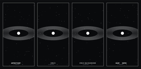 Minimalist celestial poster design featuring abstract planetary rings and starry space backgrounds for modern wall art and interior decor © Akbar