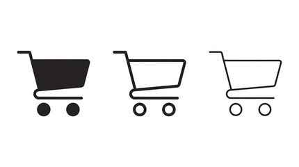 Shopping cart icon set, minimal vector icons with filled and outline styles isolated on transparent background © MSTZULEKHA