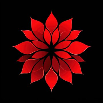 Red glowing floral mandala pattern ornament
