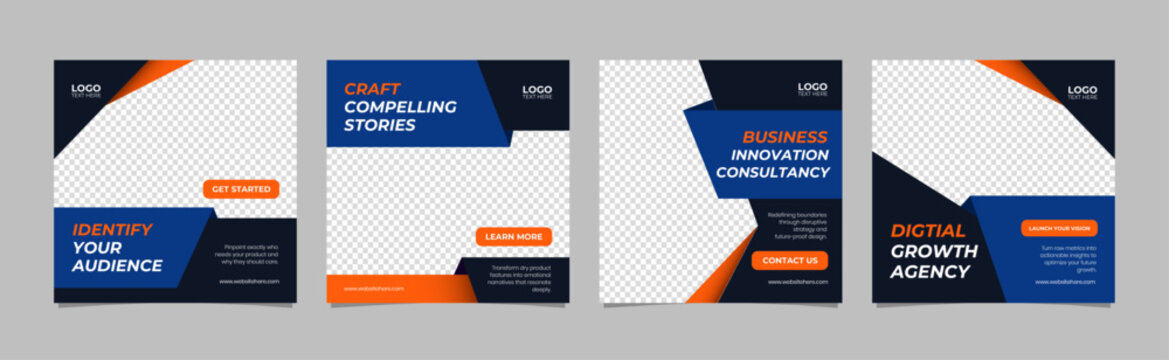 Corporate Business Social Media Carousel Post Template for Digital Marketing and Agency Banner Design, Editable AI file