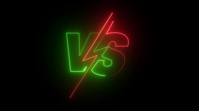 glowing neon VS versus bars icon animation on black background 4K motion video..