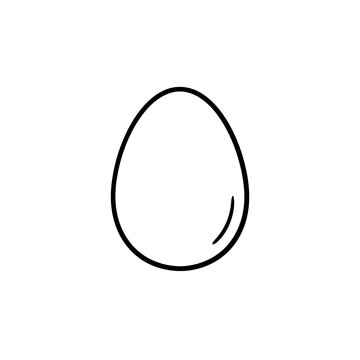 Minimalist line art chicken egg sketch featuring subtle light reflection highlight designed as versatile food ingredient icon on transparent background.