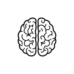 Symmetrical human brain line art vector illustration represents intelligence cognitive science mental health psychology research and neurology thinking concepts. © workdesgin