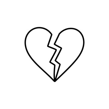Symbolic broken heart line art vector graphic depicts emotional pain relationship breakup heartbreak sorrow and healing concept on transparent backdrop element.