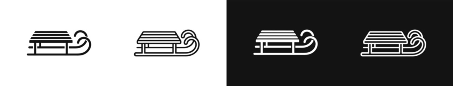 Winter Sled Icon Set for Snow Sports and Recreation